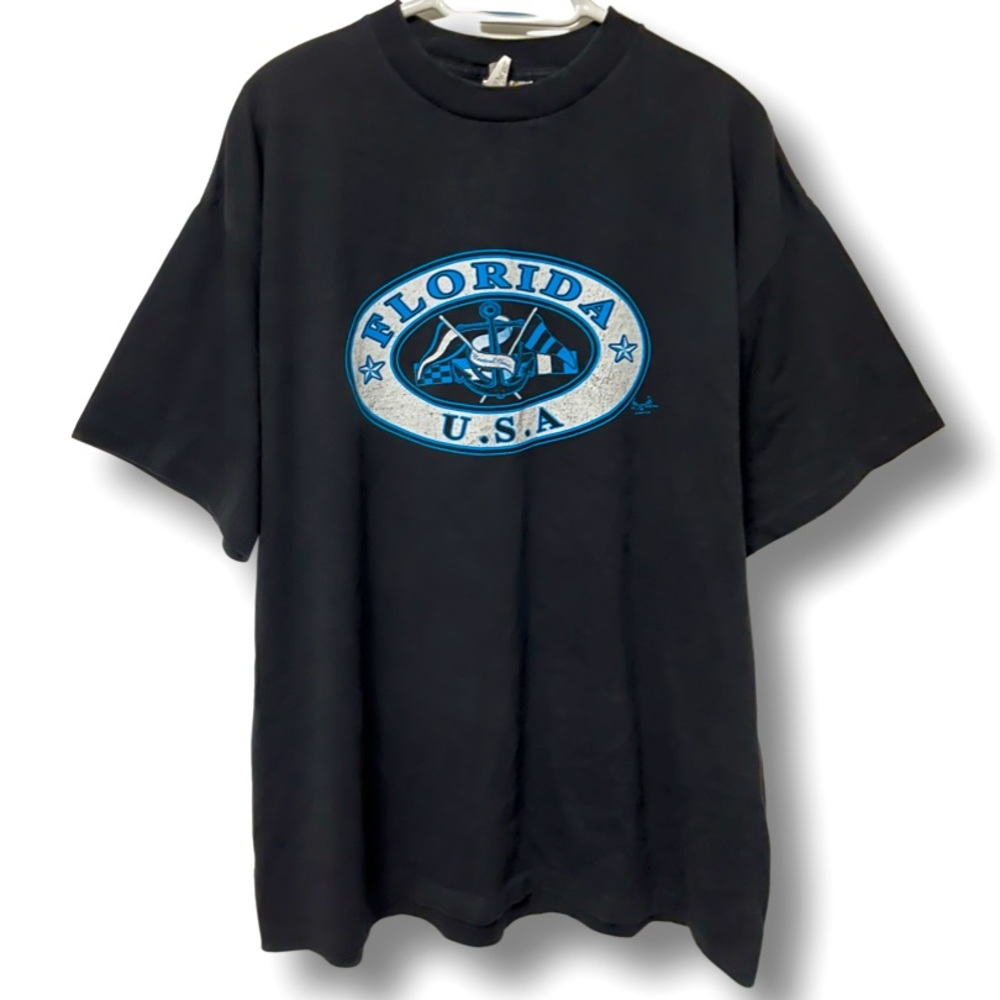 VINTAGE 90s FLORIDA NAUTICAL CLASSIC SOUVENIR DESTINATION BEACH OCEAN BOAT TEE